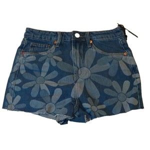 Blank NYC Jean Denim Shorts Floral Print Sz 26 / 4 High Waisted Rise Short NWT